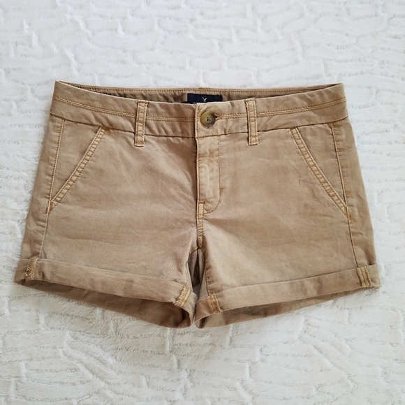 American Eagle Outfitters Pants - AEO Midi Stretch Khaki Shorts